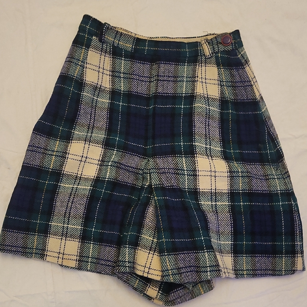 Peck & Peck Plaid Skirt in Blue and Cream